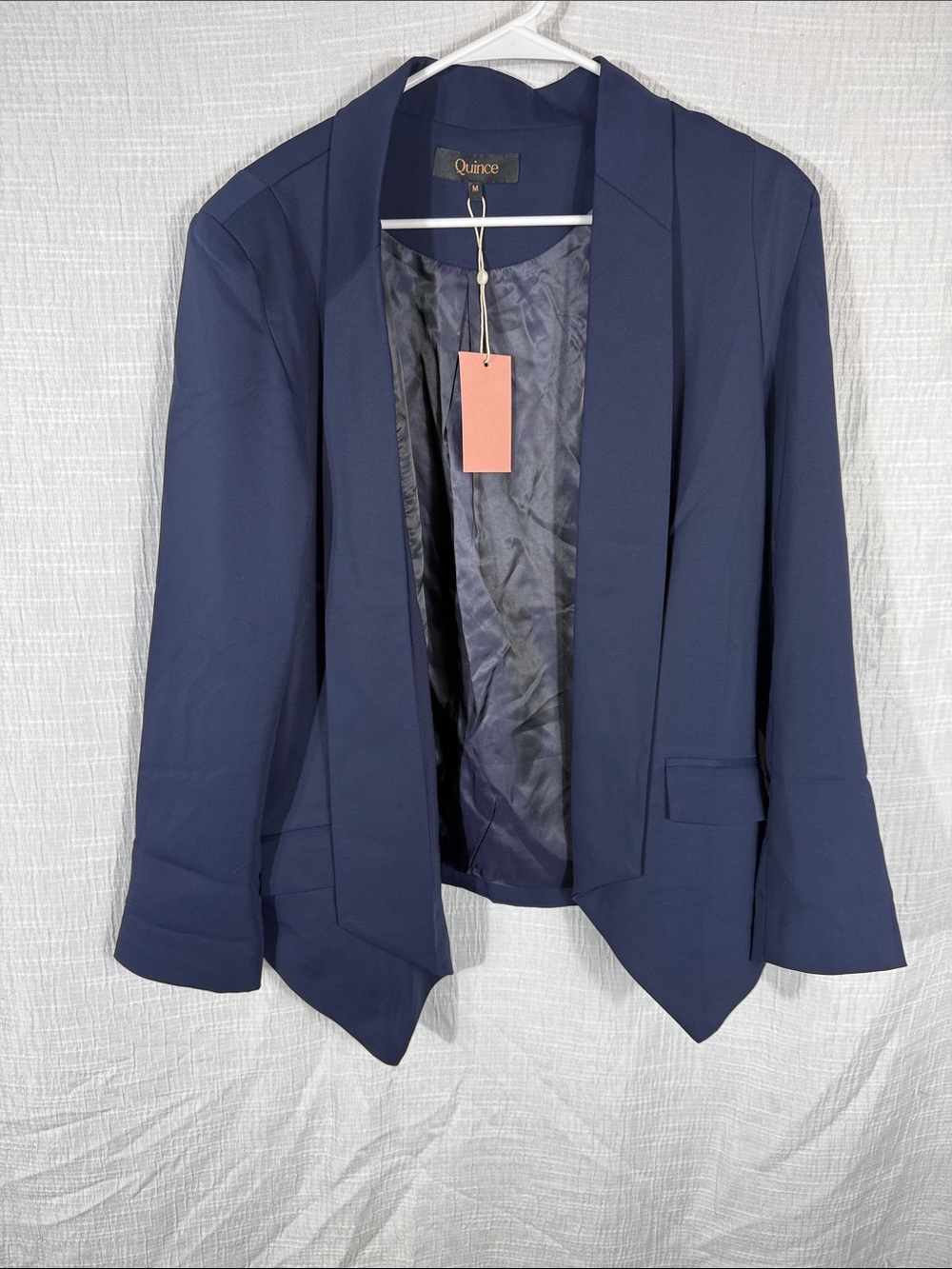 Quince Womens Stretch Crepe Open Blazer Navy Blue Size medium NWT